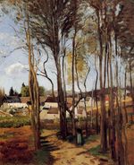 Писсарро Вид на деревню через деревья 1868г